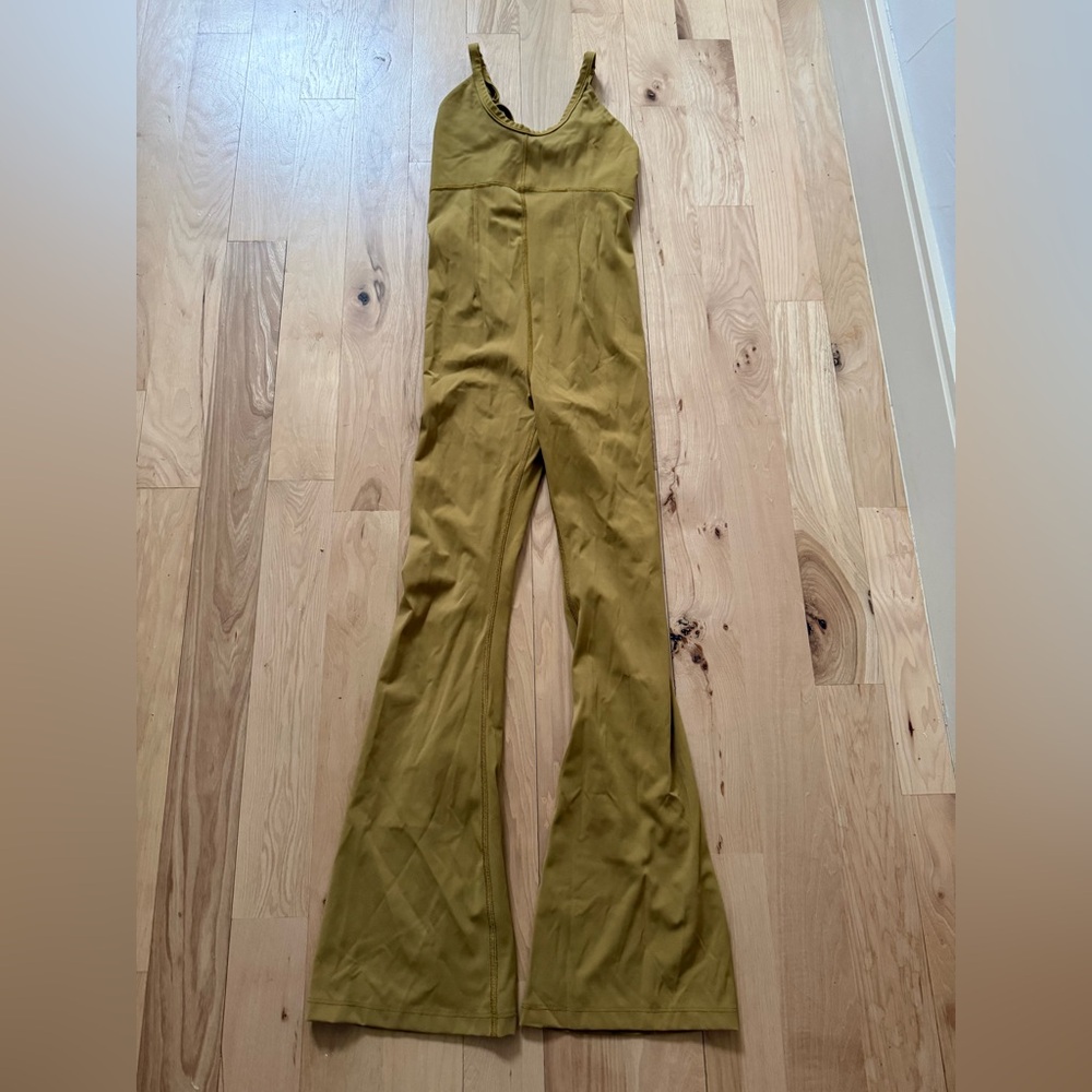 Free People FP Movement Women's All Star Jumpsuit/bodysuit Flared Mustard Sz S